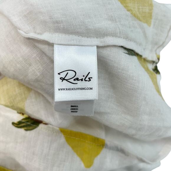 Rails Angelina Dress Mini Linen Citronnade Lemon Print White Yellow Size Small - Picture 12 of 13